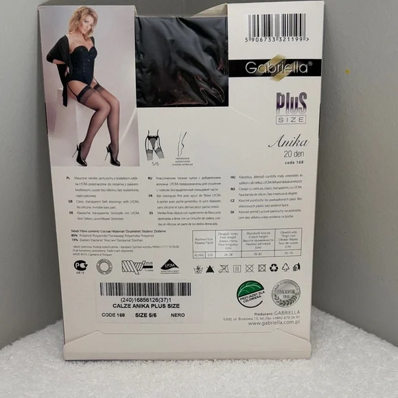 Gabriella Anika Plus Size 20 Den Sheer Black Stockings - Picture 2 of 3